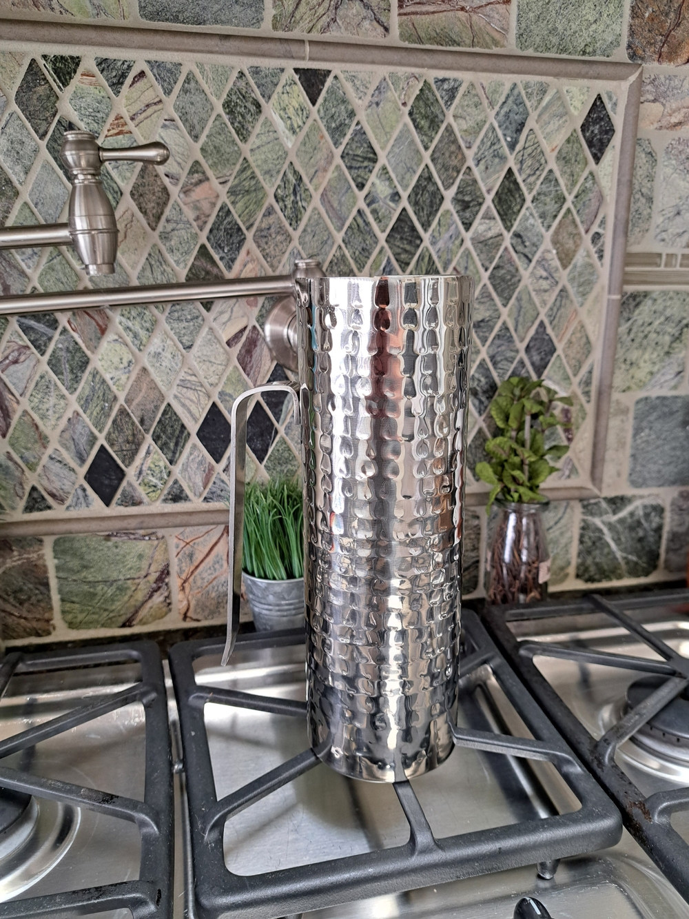 Silver Hammered Metal Pitcher - Home Accents